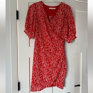Lush Red Floral Wrap Dress Size M NWT